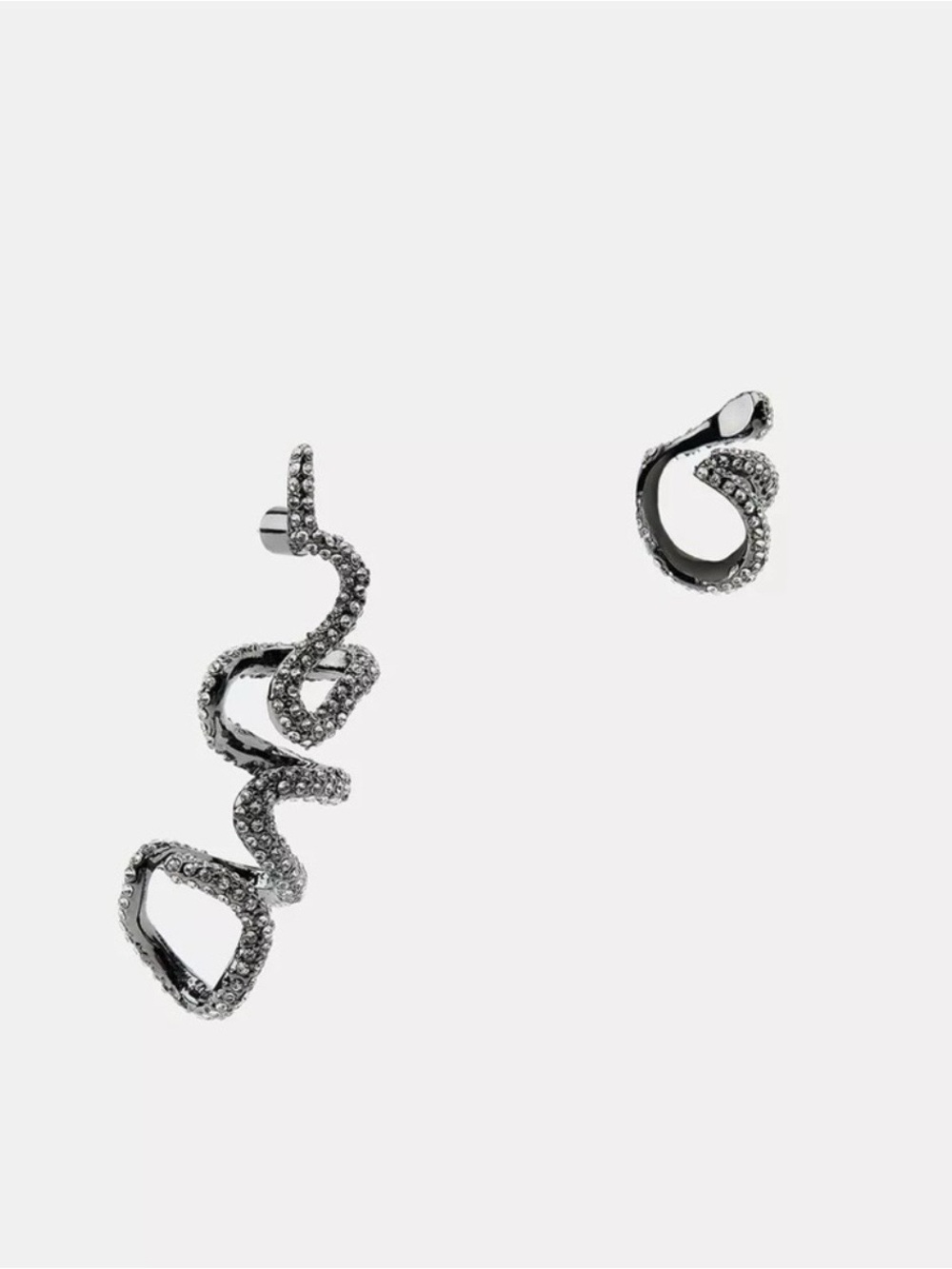 Zara Rhinestone Set of Snake Ear Cuff - Black Sparkle - Picture 6 of 7